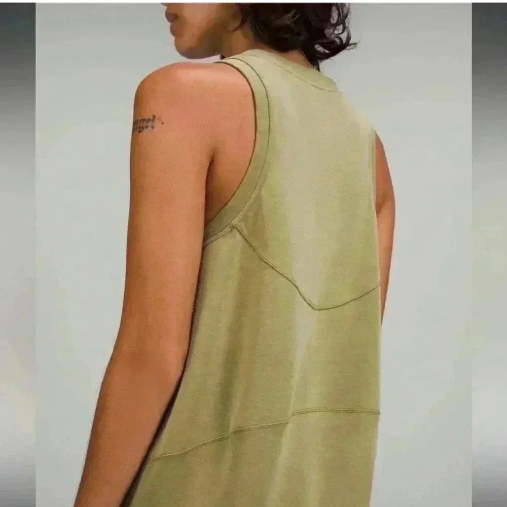 Lululemon Softstreme Back In Action Tank Dress Olive Green Athleisure Minimal‎ 6